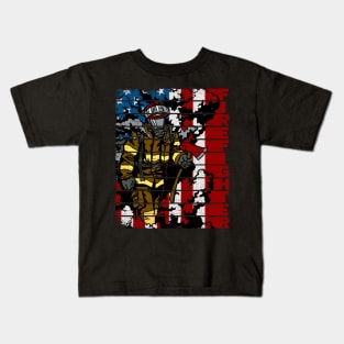 Firefighter American Flag Kids T-Shirt